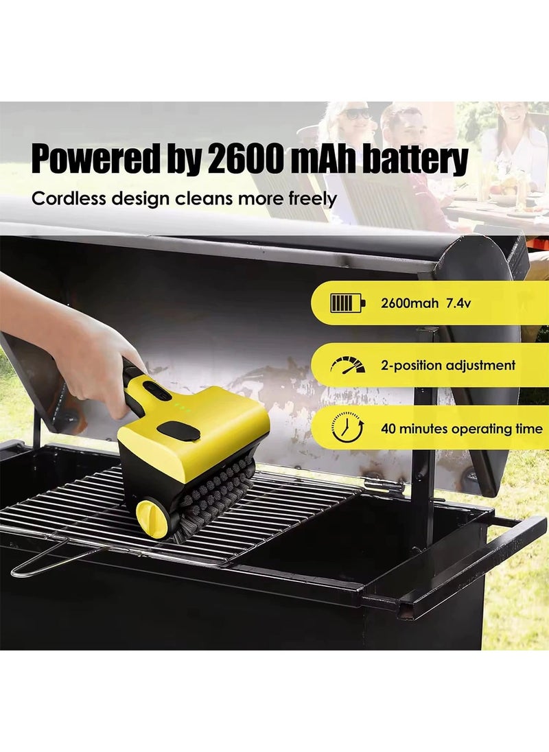 شاربدو فرشاة شواية كهربائية ، منظف شواية مع فرشين ، 360 درجة ملحقات شواء الفرشاة المنظف للبورسلين/ويبر/شواية الفحم - هدايا لمعالج الشواية/الرجال - Image 4